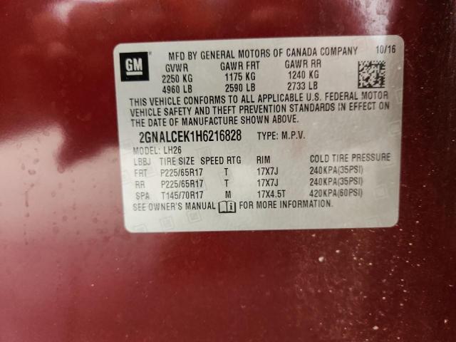 2017 CHEVROLET EQUINOX LT 2GNALCEK1H6216828