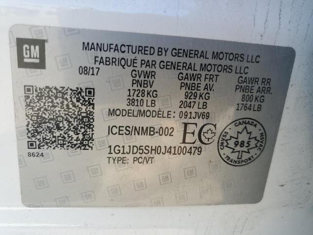 2018 CHEVROLET SONIC LT 1G1JD5SH0J4100479