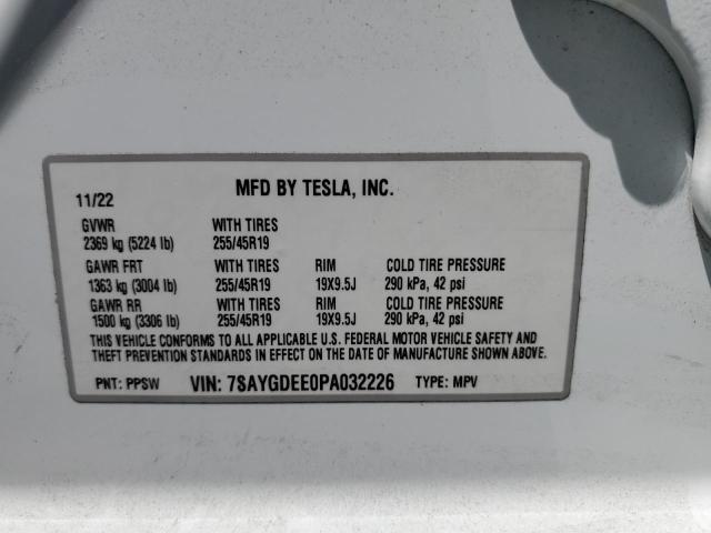 2023 TESLA MODEL Y 7SAYGDEE0PA032226