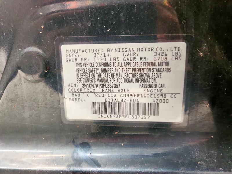 2015 NISSAN VERSA S 3N1CN7AP3FL837357