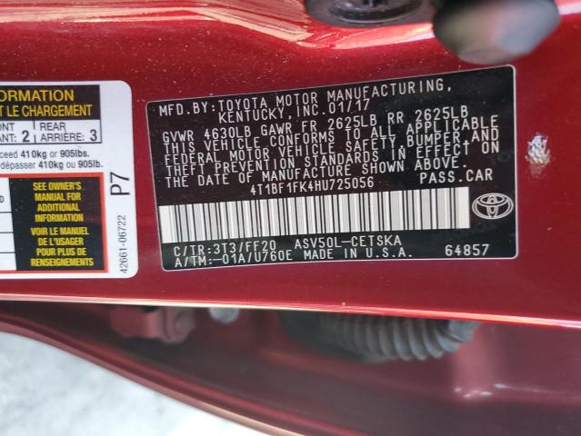 2017 TOYOTA CAMRY LE 4T1BF1FK4HU725056