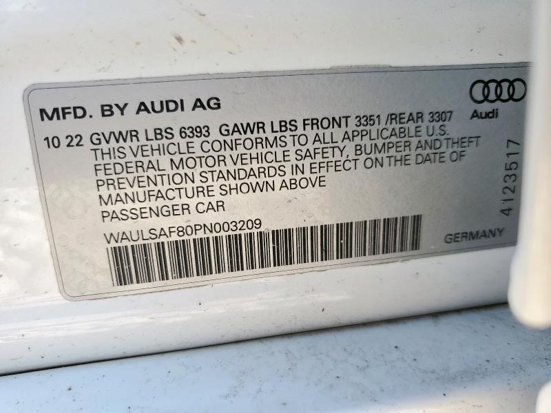 2023 AUDI S8 WAULSAF80PN003209