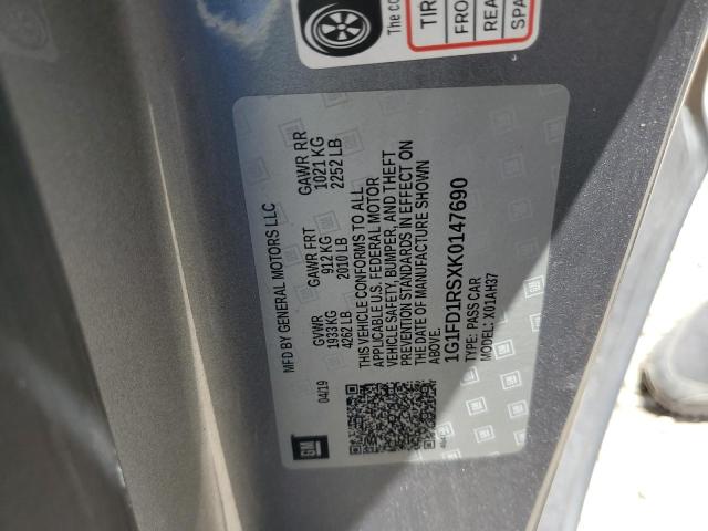 2019 CHEVROLET CAMARO LT 1G1FD1RSXK0147690