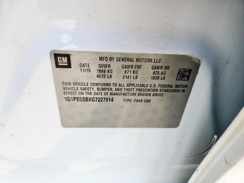 2016 CHEVROLET CRUZE LT 1G1PE5SBXG7227914