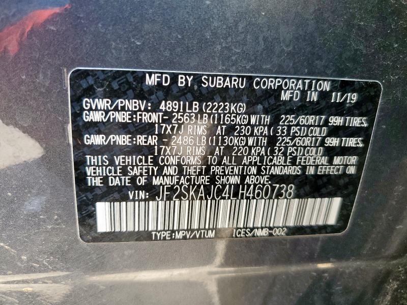 2020 SUBARU FORESTER P JF2SKAJC4LH460738