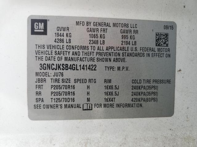 2016 CHEVROLET TRAX LS 3GNCJKSB4GL141422
