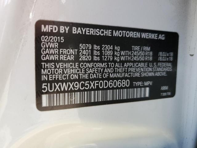 2015 BMW X3 XDRIVE2 5UXWX9C5XF0D60680