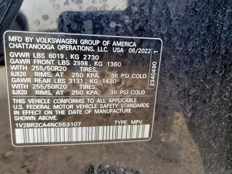 2022 VOLKSWAGEN ATLAS SEL 1V2BR2CA4NC553107