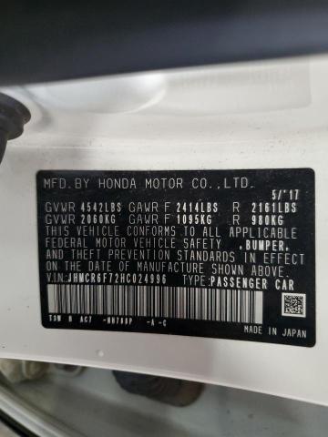 2017 HONDA ACCORD TOURING HYBRID JHMCR6F72HC024996
