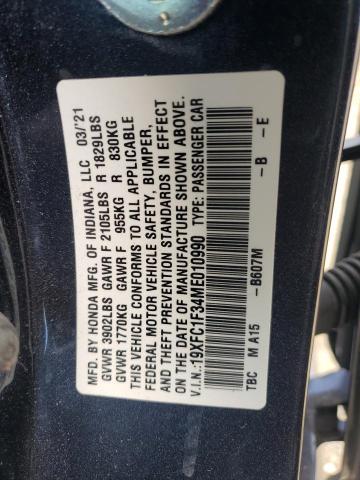 2021 HONDA CIVIC EX 19XFC1F34ME010990