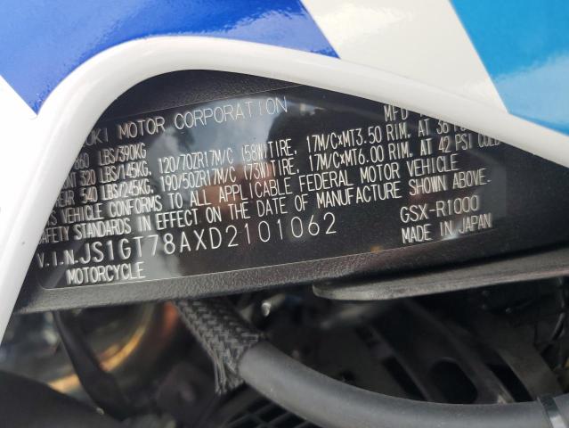 2013 SUZUKI GSX-R1000 JS1GT78AXD2101062