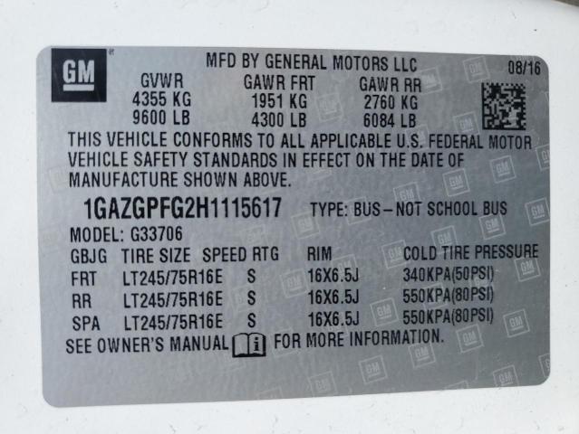 2017 CHEVROLET EXPRESS G3 1GAZGPFG2H1115617