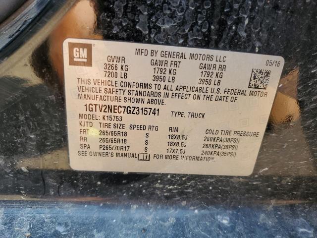 2016 GMC SIERRA 1GTV2NEC7GZ315741