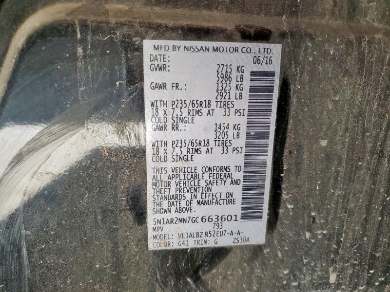 2016 NISSAN PATHFINDER S 5N1AR2MN7GC663601