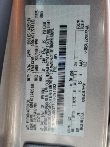 2016 FORD ESCAPE SE 1FMCU0G77GUC91602