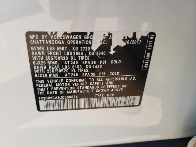 2018 VOLKSWAGEN ATLAS SEL 1V2RR2CA5JC536874