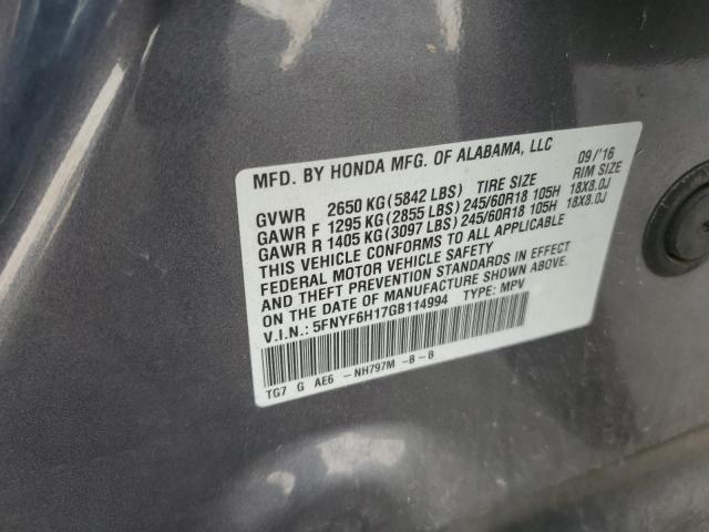 2016 HONDA PILOT LX 5FNYF6H17GB114994