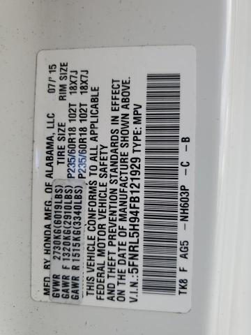 2015 HONDA ODYSSEY TO 5FNRL5H94FB121929