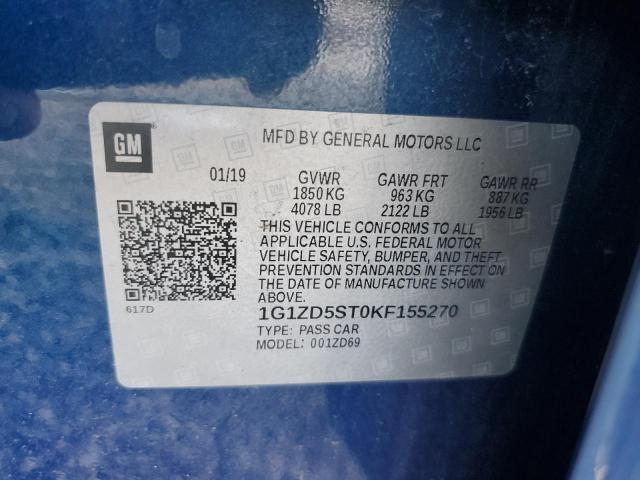 2019 CHEVROLET MALIBU LT 1G1ZD5ST0KF155270