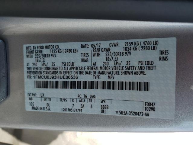 2017 FORD ESCAPE TIT - 1FMCU0J93HUE00536