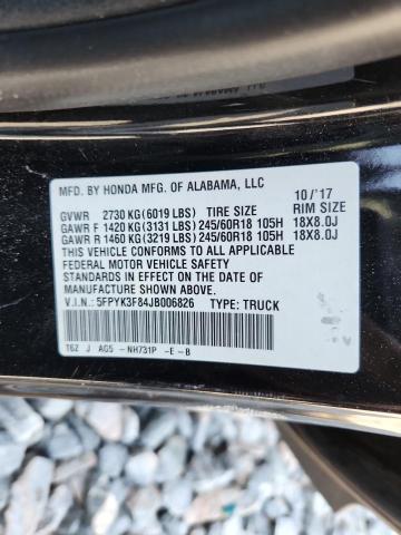 2018 HONDA RIDGELINE - 5FPYK3F84JB006826