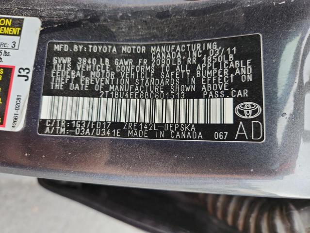 2011 TOYOTA COROLLA BA - 2T1BU4EE6BC601513