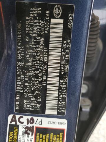 2015 TOYOTA CAMRY LE 4T1BF1FK6FU894217