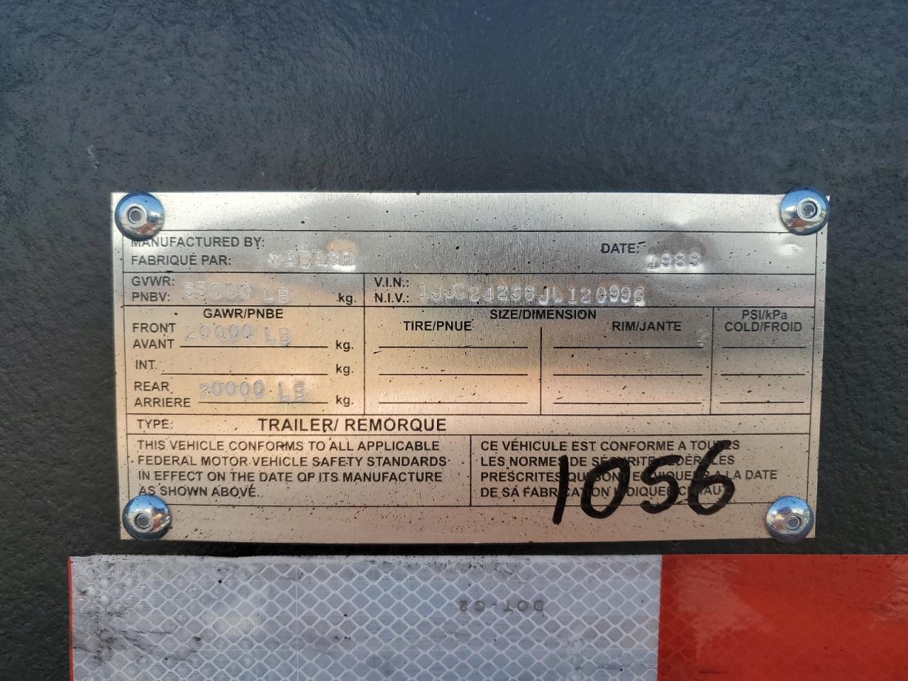 Lot #3224702176 1988 WABASH UNKNOWN