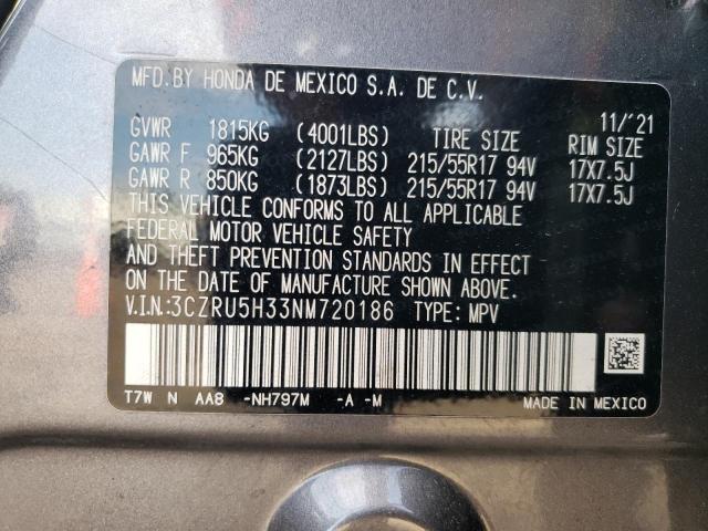 2022 HONDA HR-V LX 3CZRU5H33NM720186