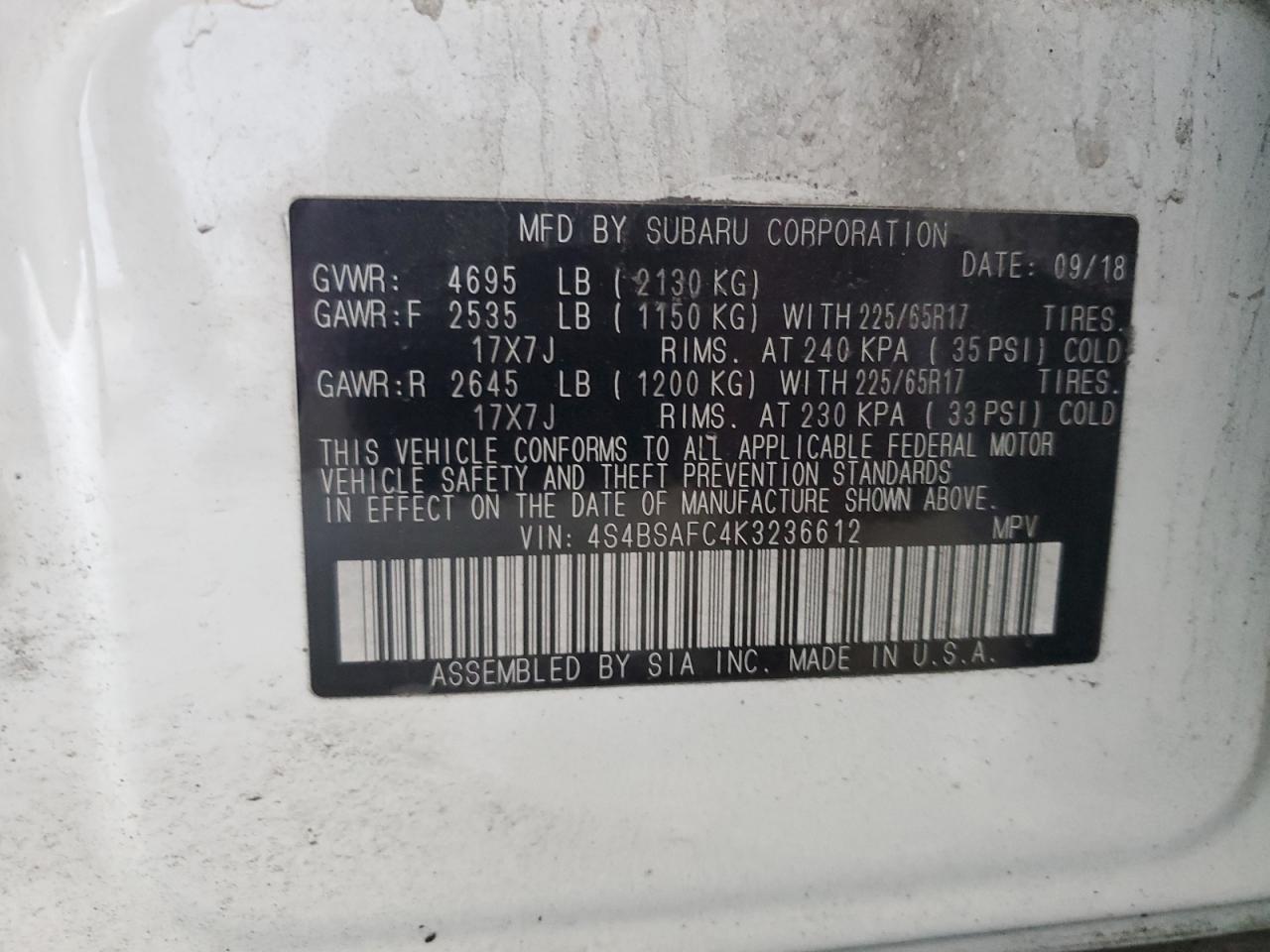 SUBARU OUTBACK 2.5I PREMIUM