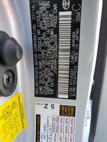 2016 TOYOTA PRIUS HYBR JTDKARFU2G3526658