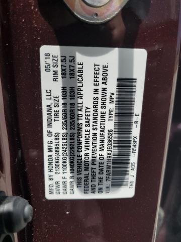 2018 HONDA CR-V TOURI 7FARW1H9XJE036526