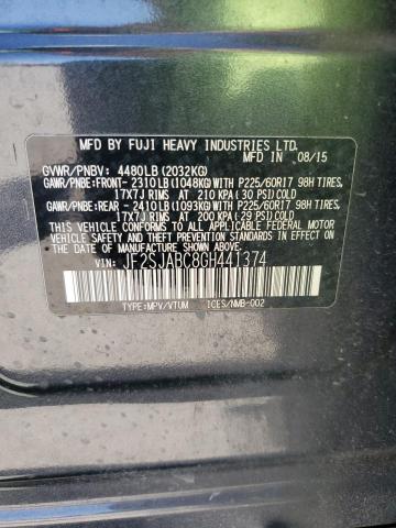2016 SUBARU FORESTER 2.5I JF2SJABC8GH441374