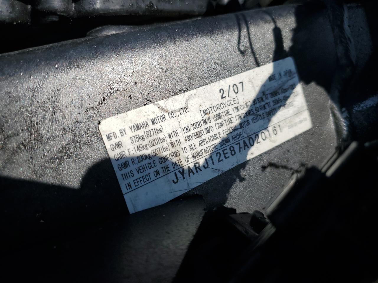 Lot #3304856538 2007 YAMAHA YZFR6