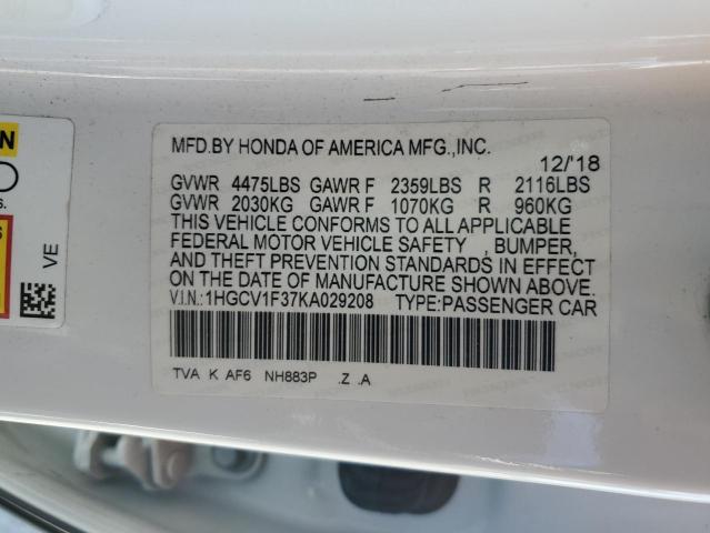 2019 HONDA ACCORD SPORT - 1HGCV1F37KA029208