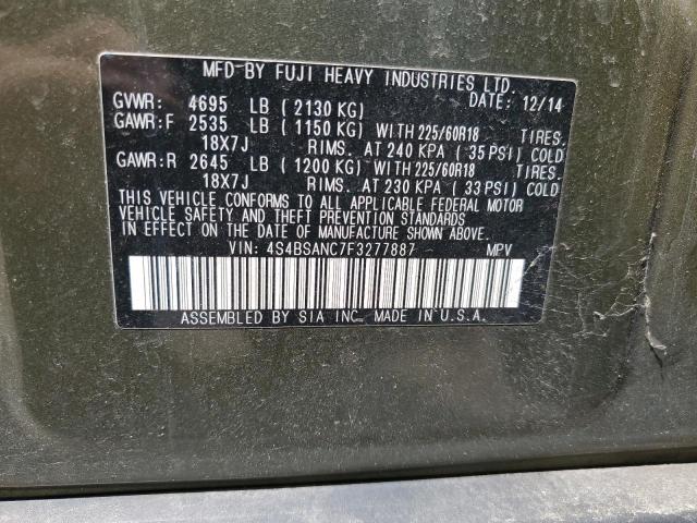 2015 SUBARU OUTBACK 2. 4S4BSANC7F3277887