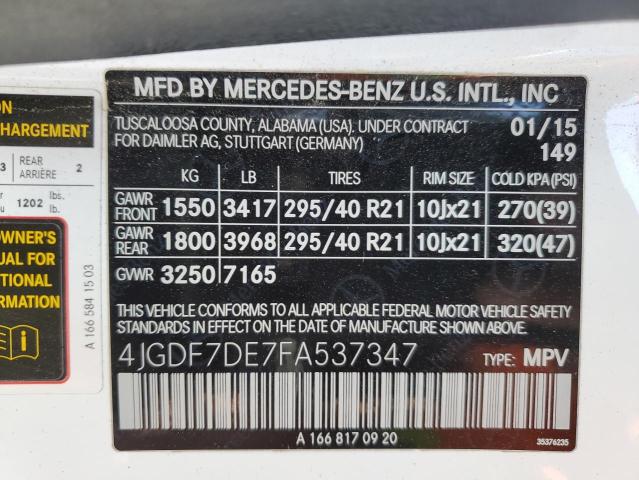 2015 MERCEDES-BENZ GL 550 4MA 4JGDF7DE7FA537347