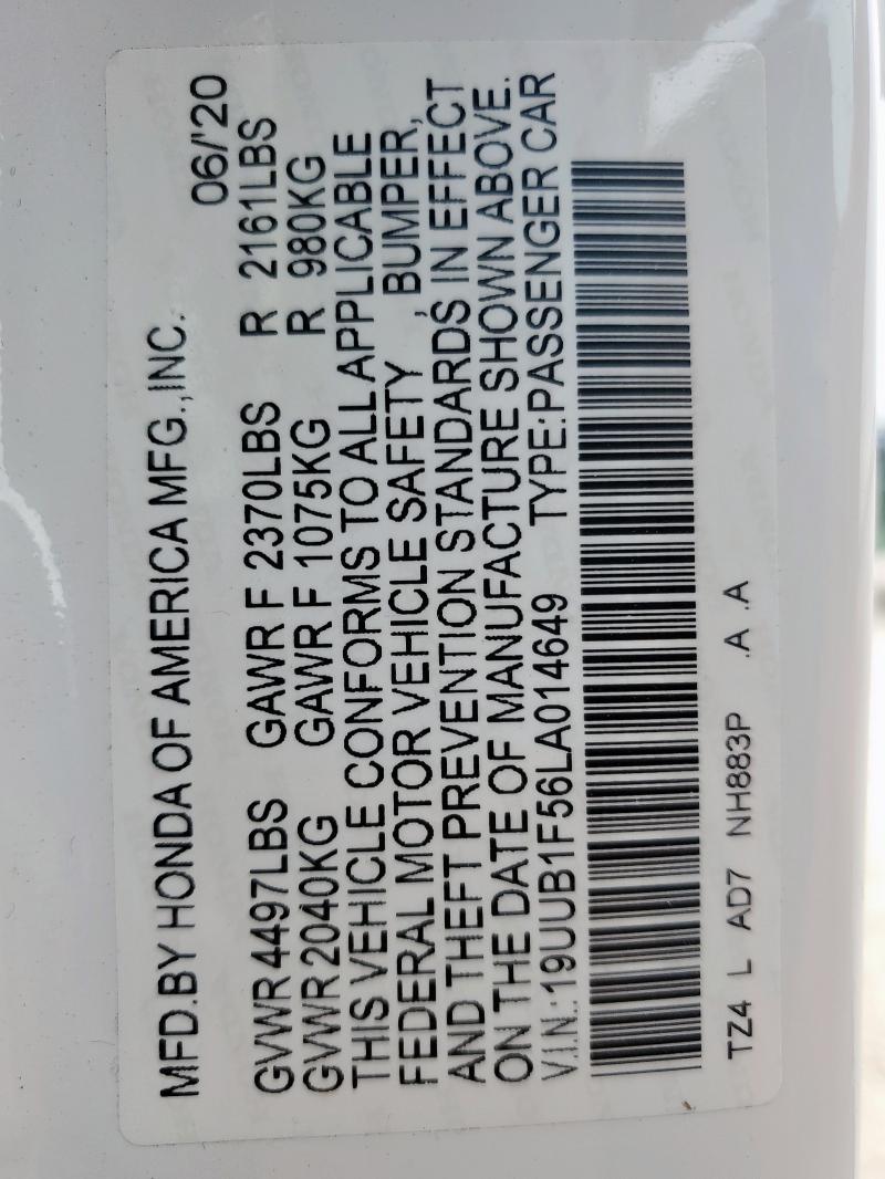 2020 ACURA TLX TECHNO 19UUB1F56LA014649
