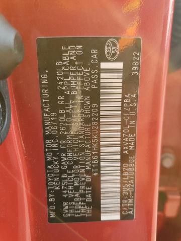 2019 TOYOTA CAMRY XSE 4T1B61HK5KU282209