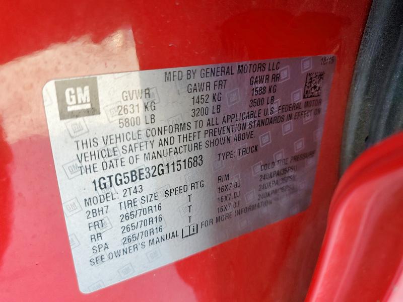 2016 GMC CANYON 1GTG5BE32G1151683