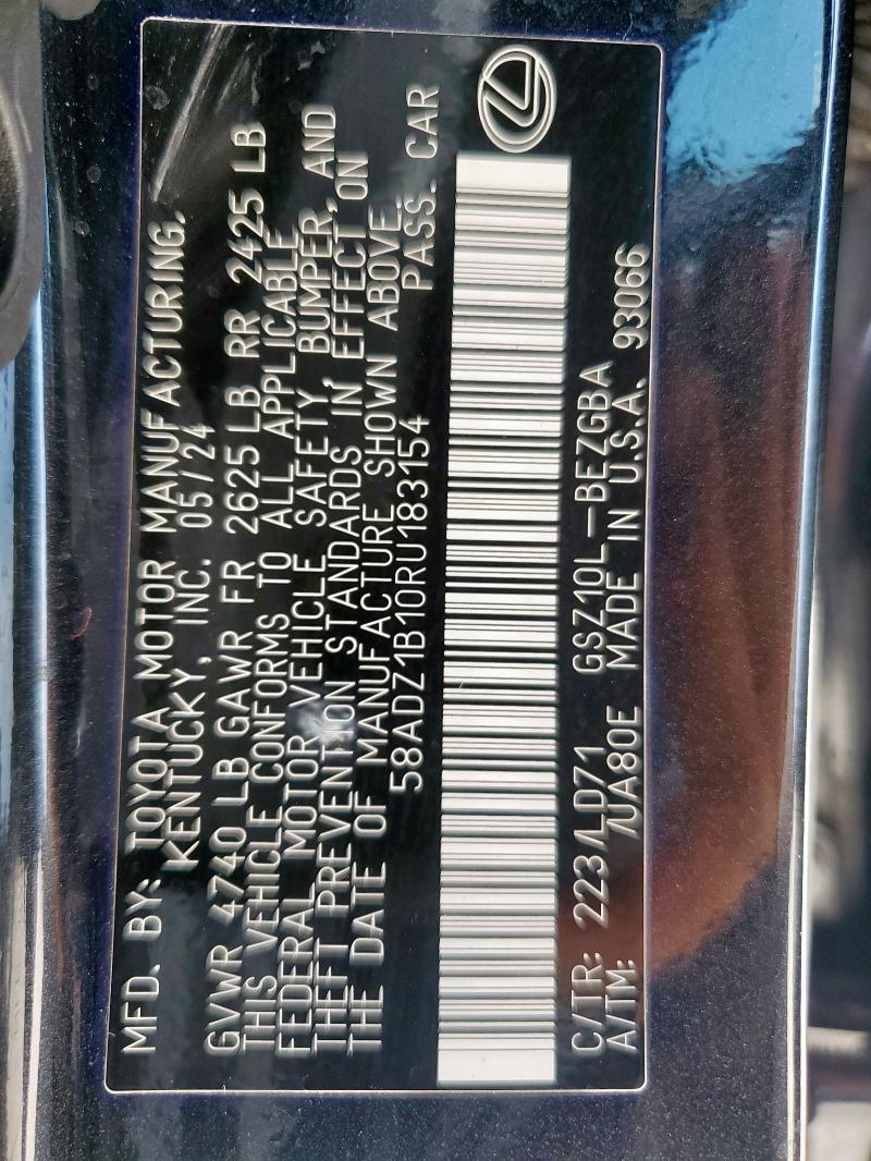2024 LEXUS ES 350 BAS 58ADZ1B10RU183154