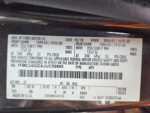 2018 FORD ESCAPE SE - 1FMCU0GDXJUC59885