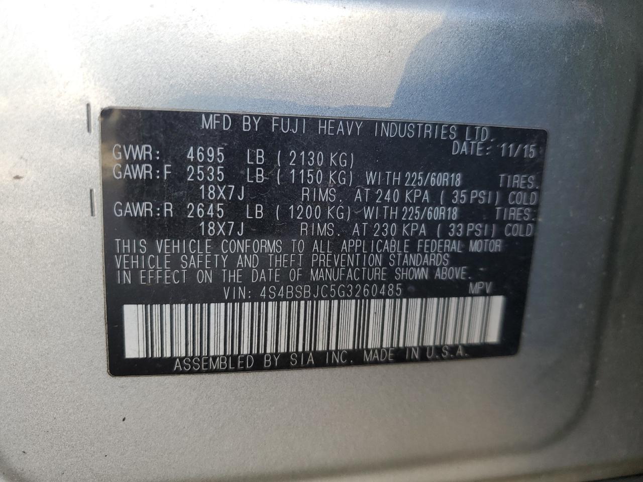 SUBARU OUTBACK 2.5I LIMITED