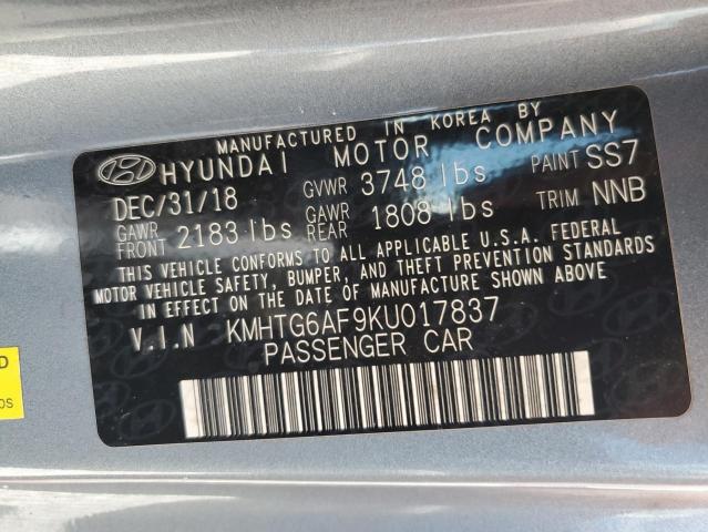 2019 HYUNDAI VELOSTER B KMHTG6AF9KU017837