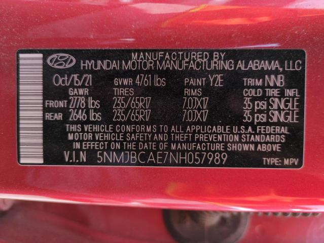 2022 HYUNDAI TUCSON SEL - 5NMJBCAE7NH057989