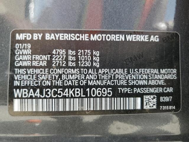 2019 BMW 430XI GRAN COUPE WBA4J3C54KBL10695