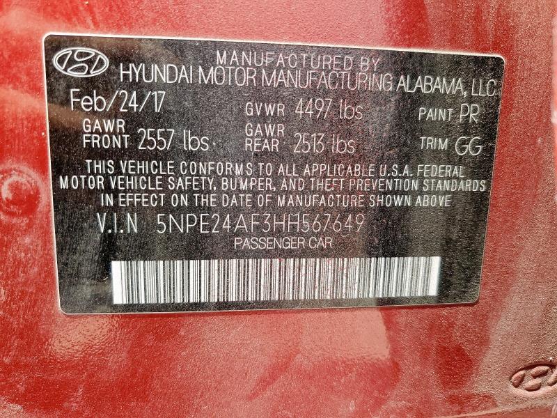 2017 HYUNDAI SONATA SE - 5NPE24AF3HH567649
