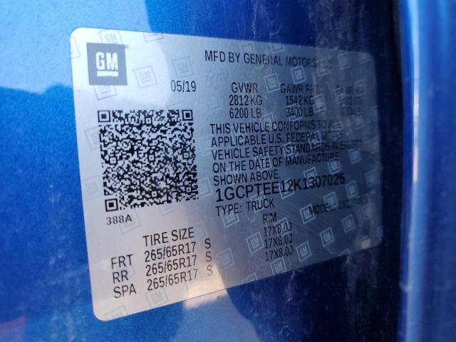 2019 CHEVROLET COLORADO ZR2 1GCPTEE12K1307025