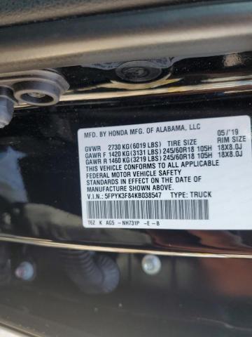 2019 HONDA RIDGELINE 5FPYK3F84KB038547
