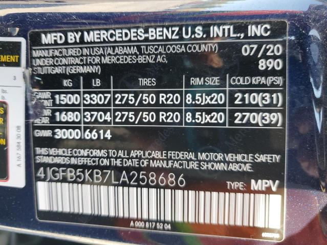 2020 MERCEDES-BENZ GLE 450 4M 4JGFB5KB7LA258686